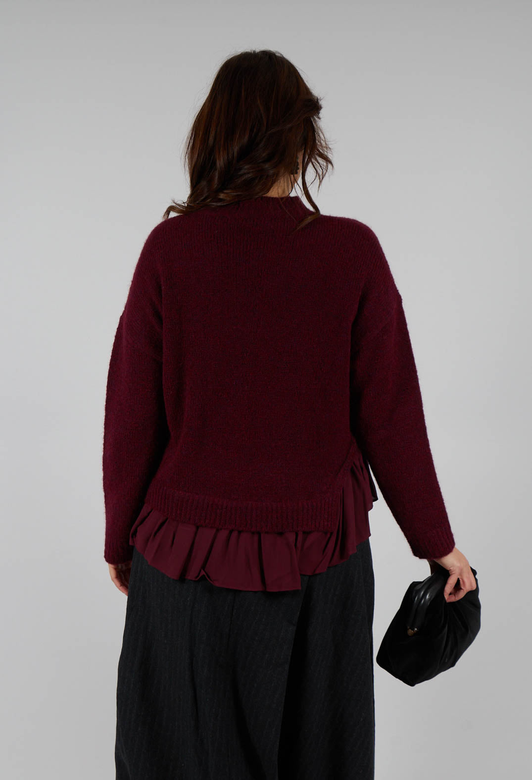 Knitted Jumper with Frill Hem in Rumba
