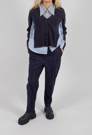 Tapered Leg Jersey Trousers in Blue Nights
