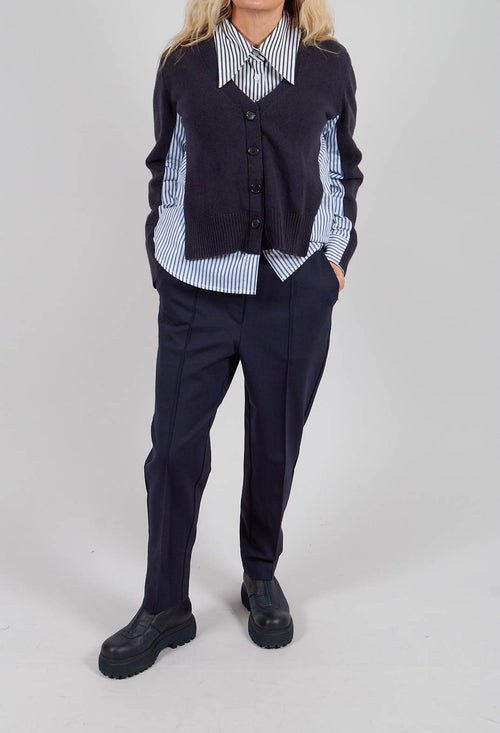Tapered Leg Jersey Trousers in Blue Nights