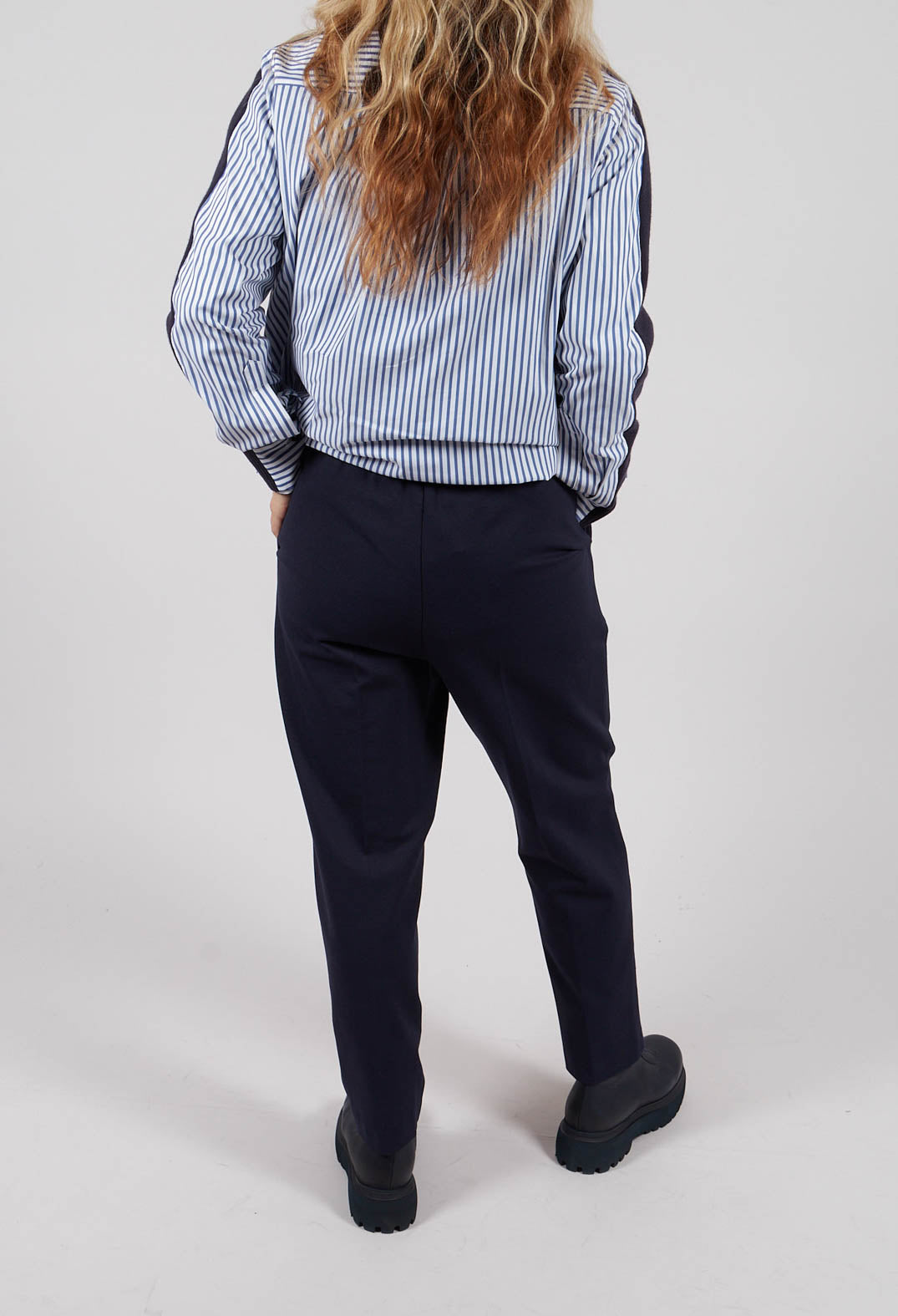 Tapered Leg Jersey Trousers in Blue Nights
