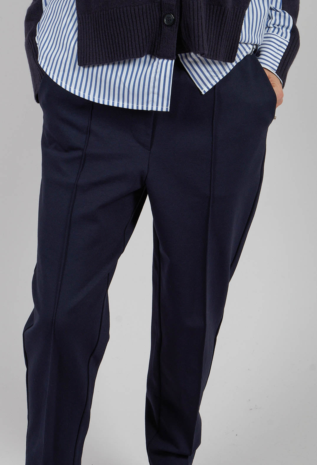 Tapered Leg Jersey Trousers in Blue Nights