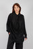 Ruched Shirt Dress in Raso di Viscosa and Viscosa Seta Nero
