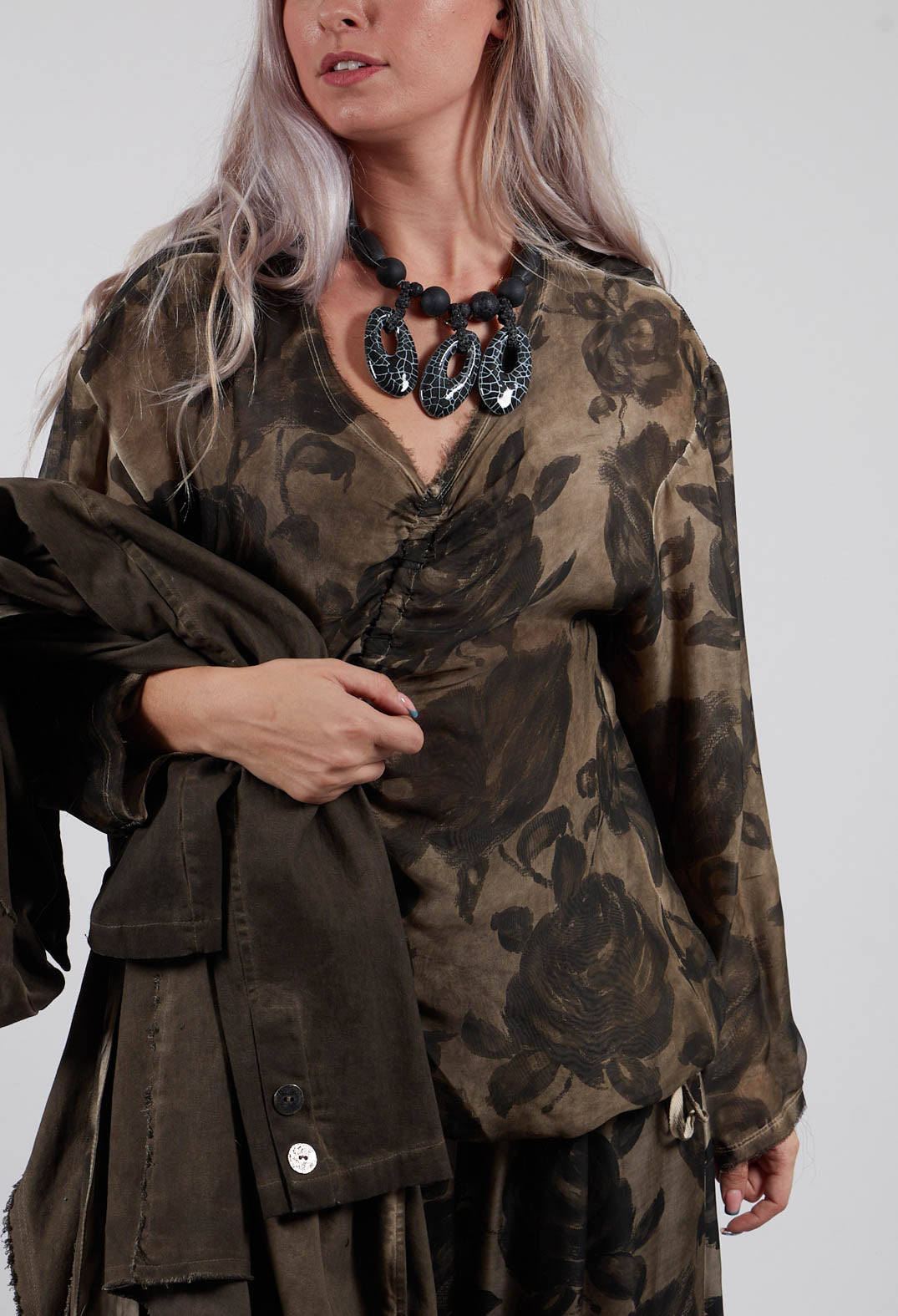 Long Sleeve Top in Tinto Freddo Green Tuscany