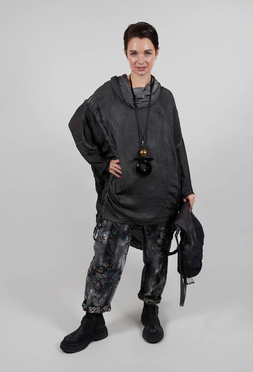 Tunic Dress in Raso di Viscosa and Viscosa Seta Grey Storm