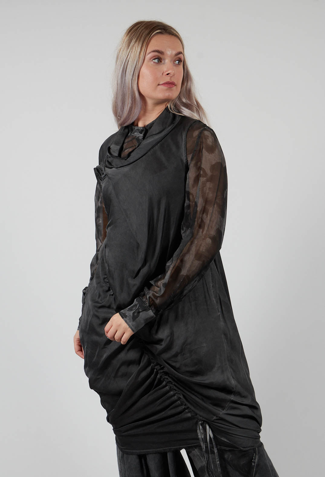 Sanctamuerte Dress in Raso di Viscosa Grey Storm Sanctamuerte Dress in Raso di Viscosa Grey Storm