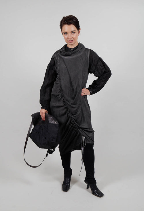 Dress in Raso di Viscosa Grey Storm
