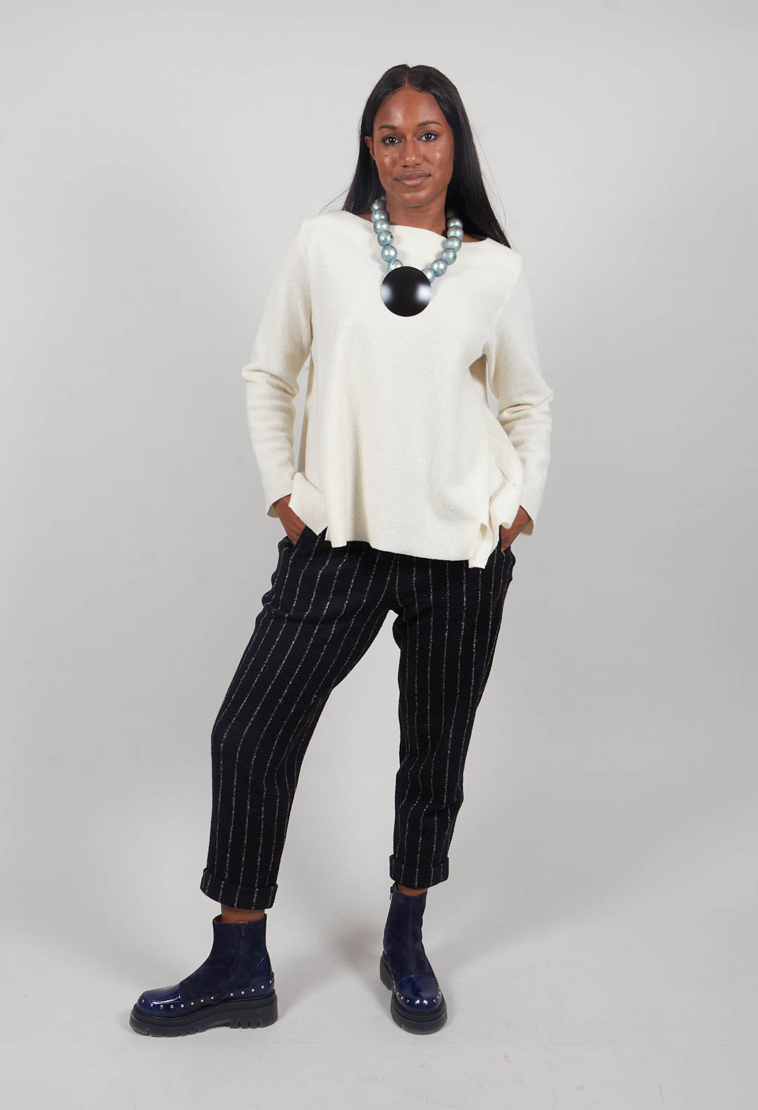 Geisha Long Trousers in Black Onyx Stripe
