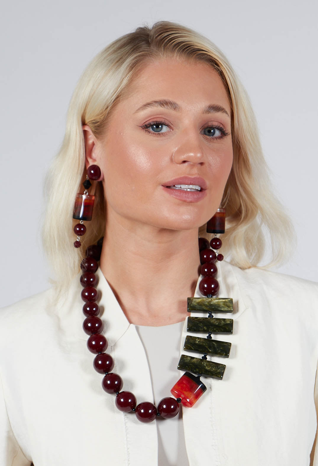Asymmetrical Beaded Necklace in Tramonto