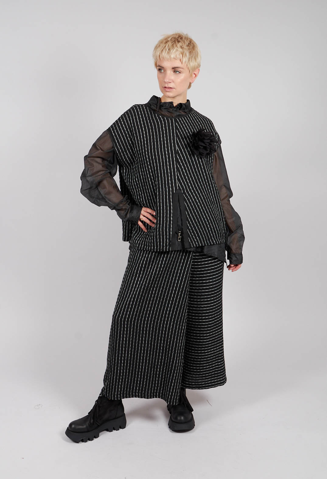 Striped Joso Trousers in Black
