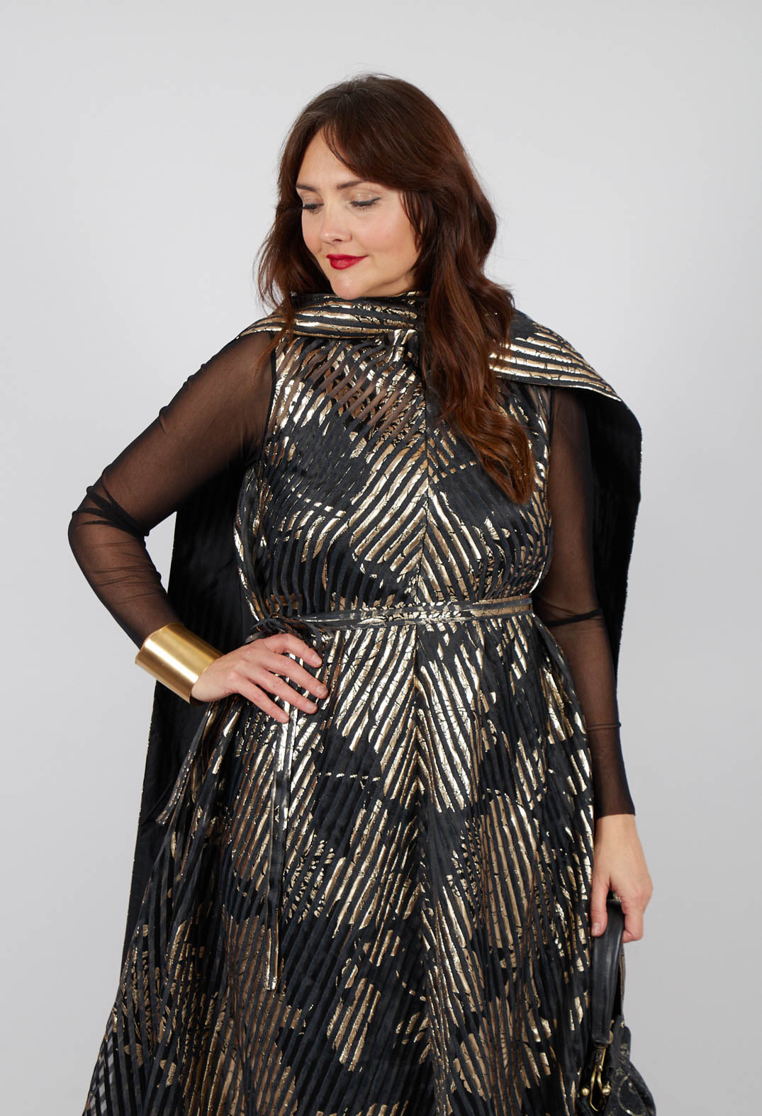 Irmo Dress in Gold-Black