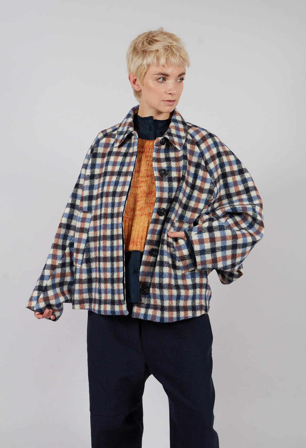 Checked Jacket in Blue Multicolour