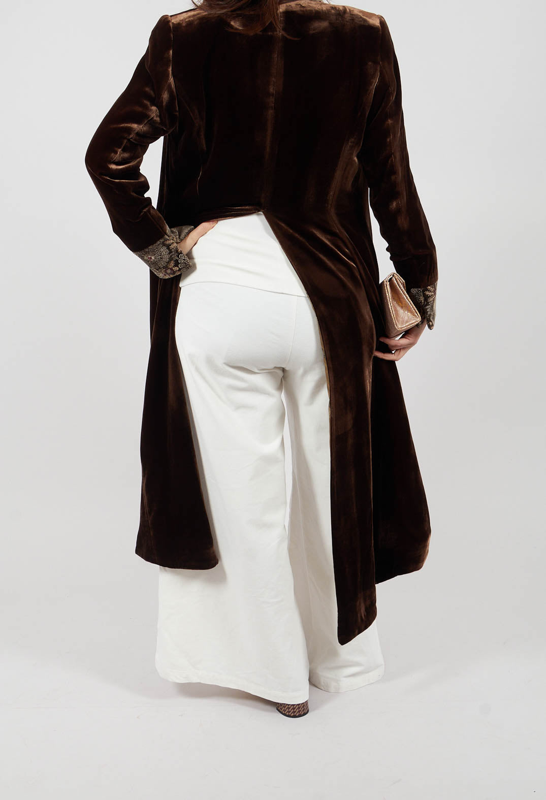 Cotton Bell Bottom Trousers in Cream