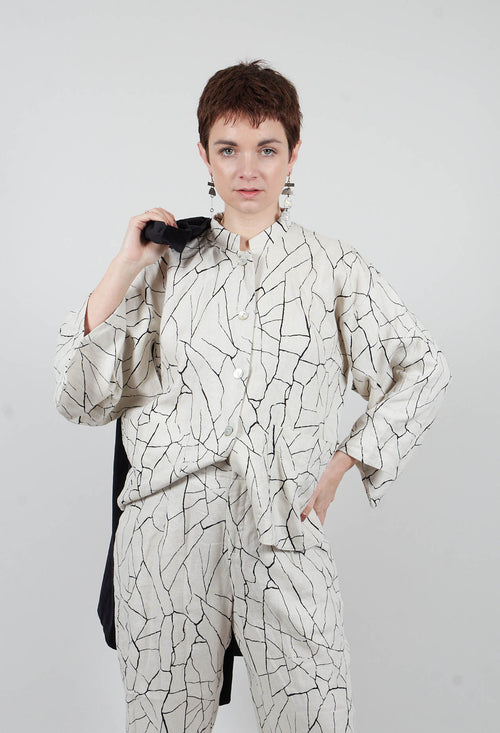 Button Through Jacket with Print in White