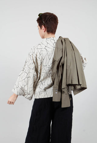 Button Through Jacket with Print in White