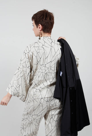 Button Through Jacket with Print in White