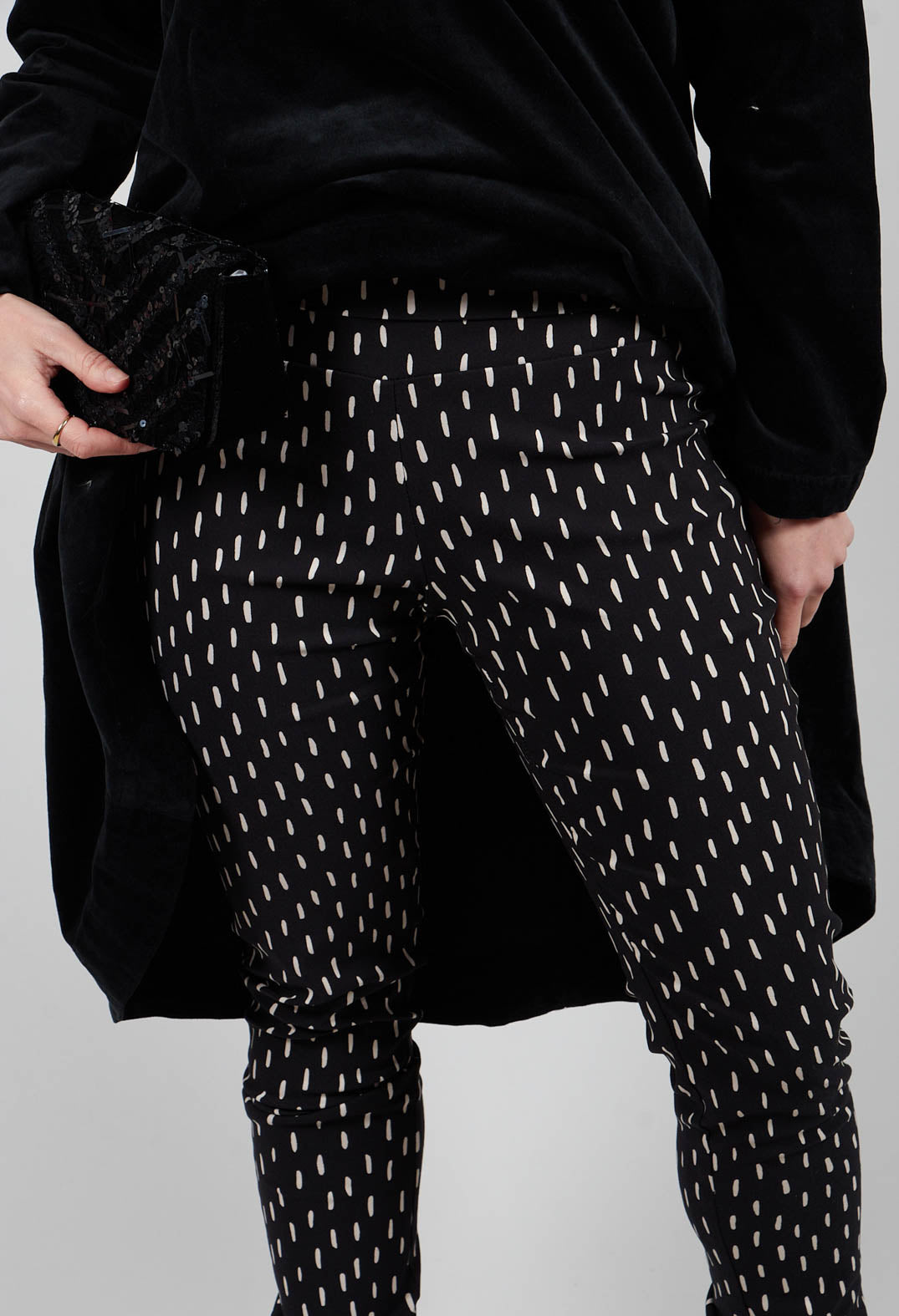 Slim Leg Trousers in Black Print