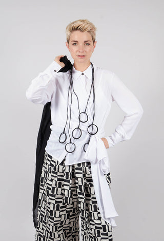 Asymmetrical Tie Blouse in White