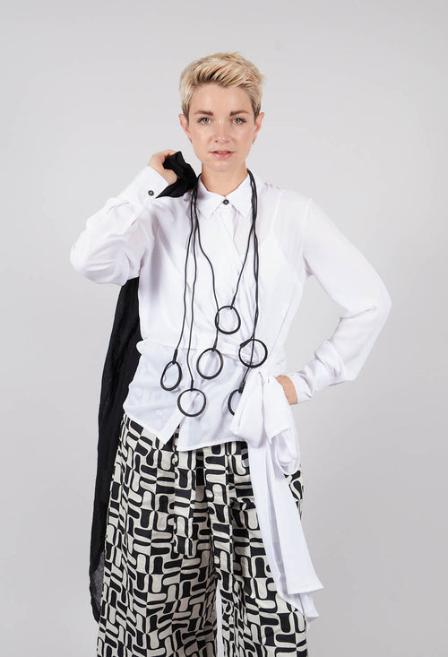 Asymmetrical Tie Blouse in White