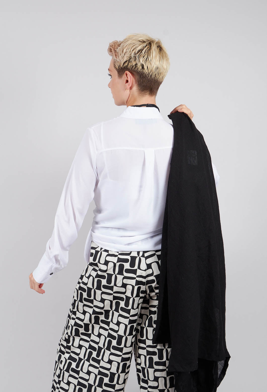 La Haine Asymmetrical Tie Blouse in White | Olivia May