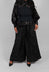 Wide Leg Textured Trousers in Black
