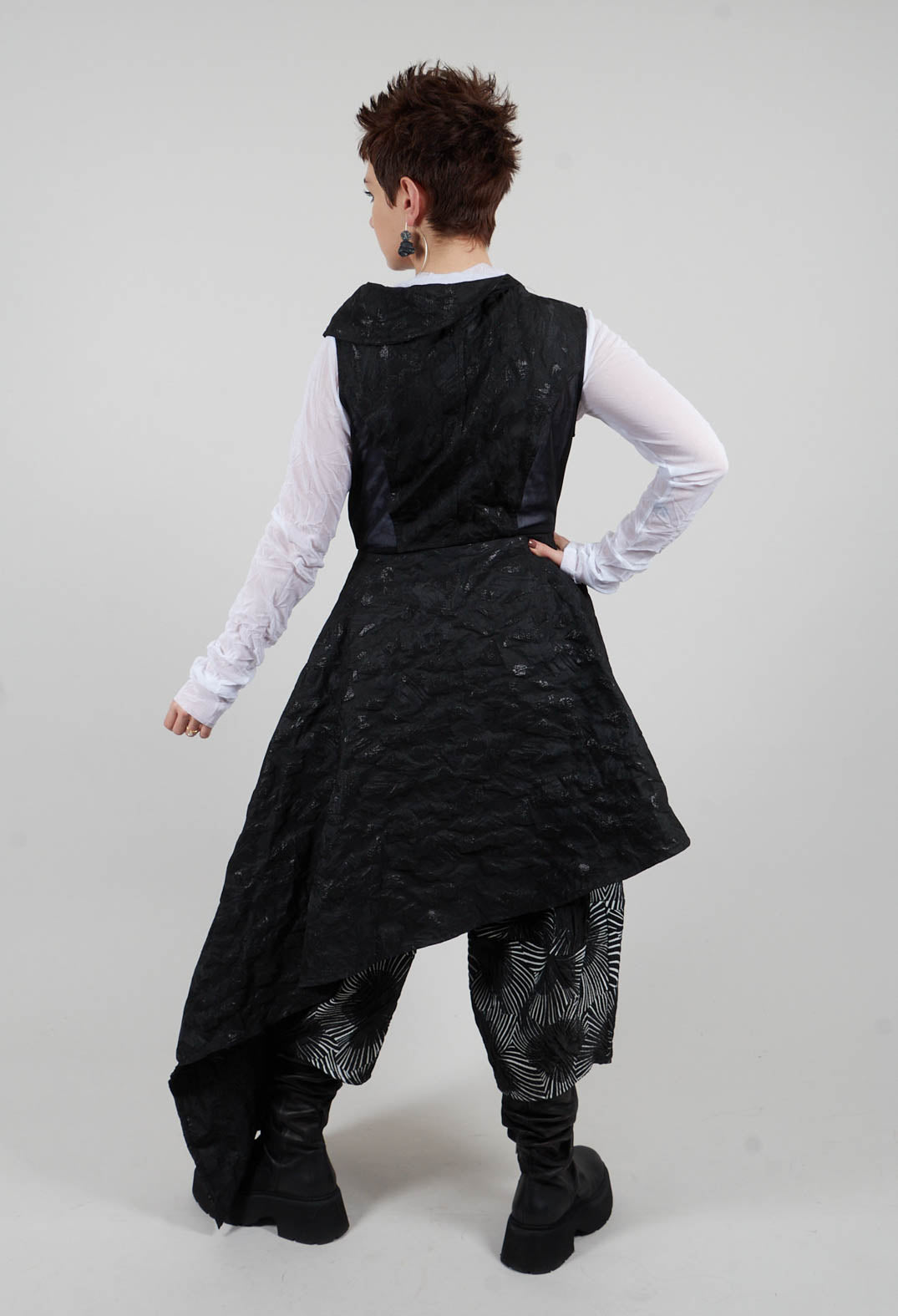 Asymmetrical Textured Dress in Black