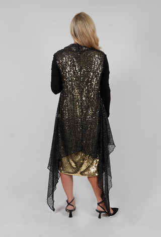 Sequin Waterfall Cardigan in Black