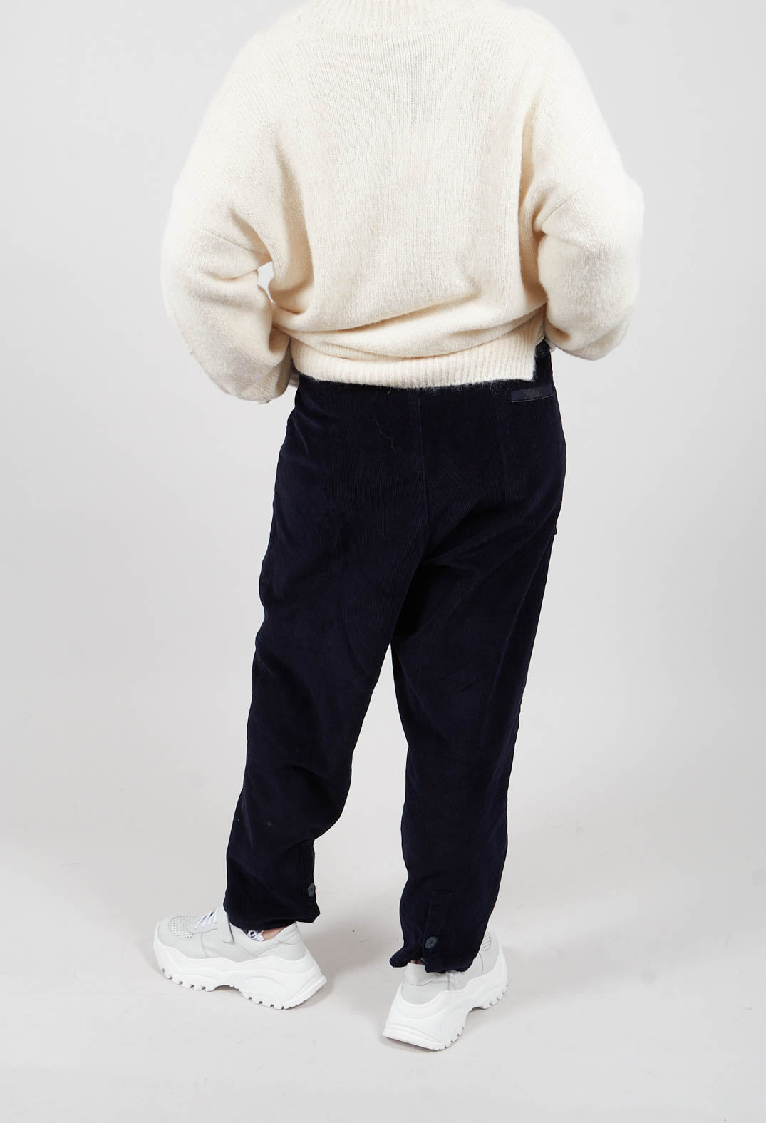 Straight Leg Cord Trousers in Navy