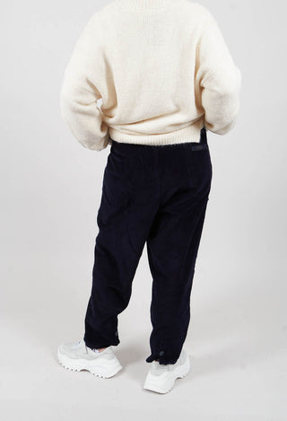 Straight Leg Cord Trousers in Navy