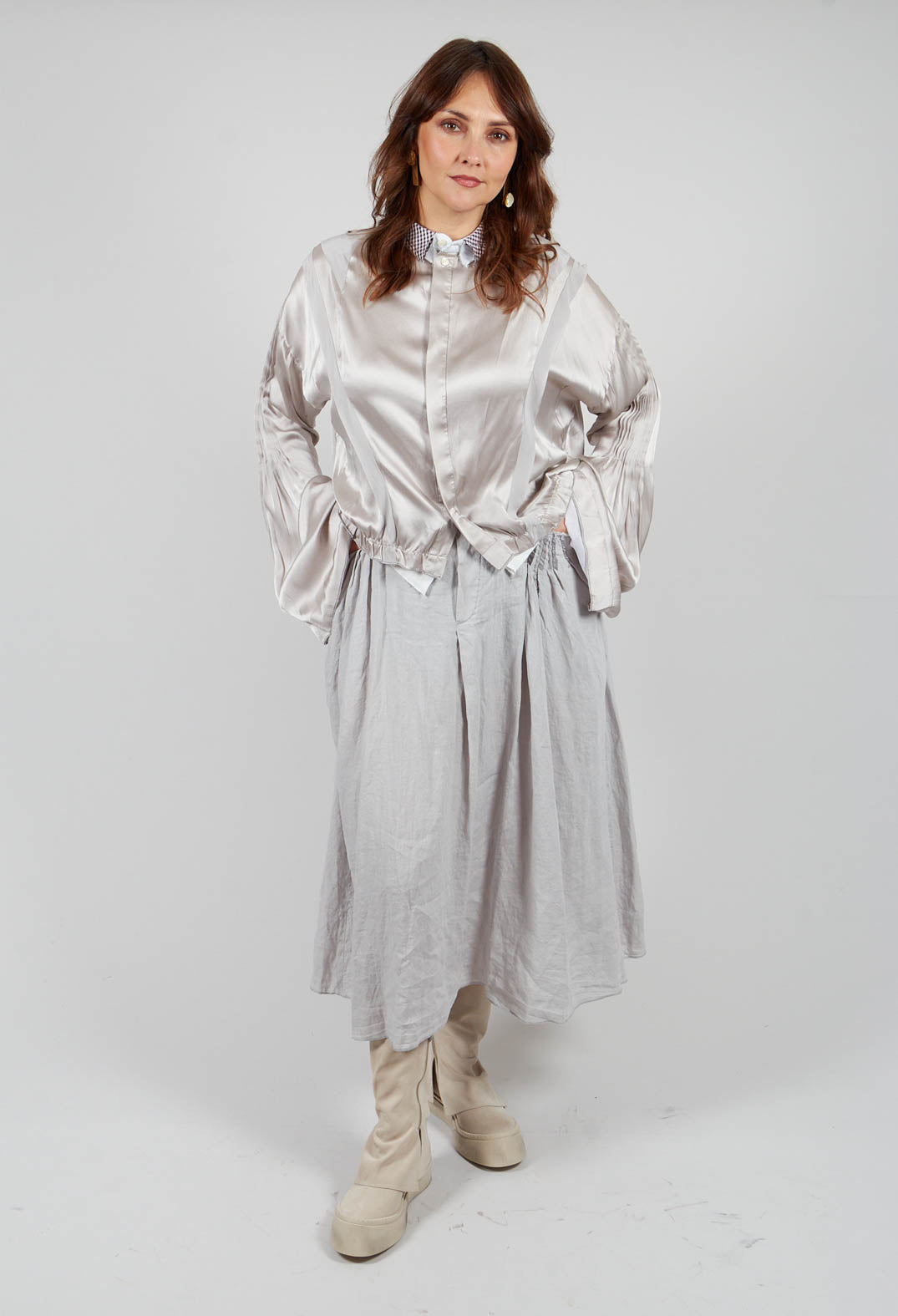 Linen Skirt in Grey