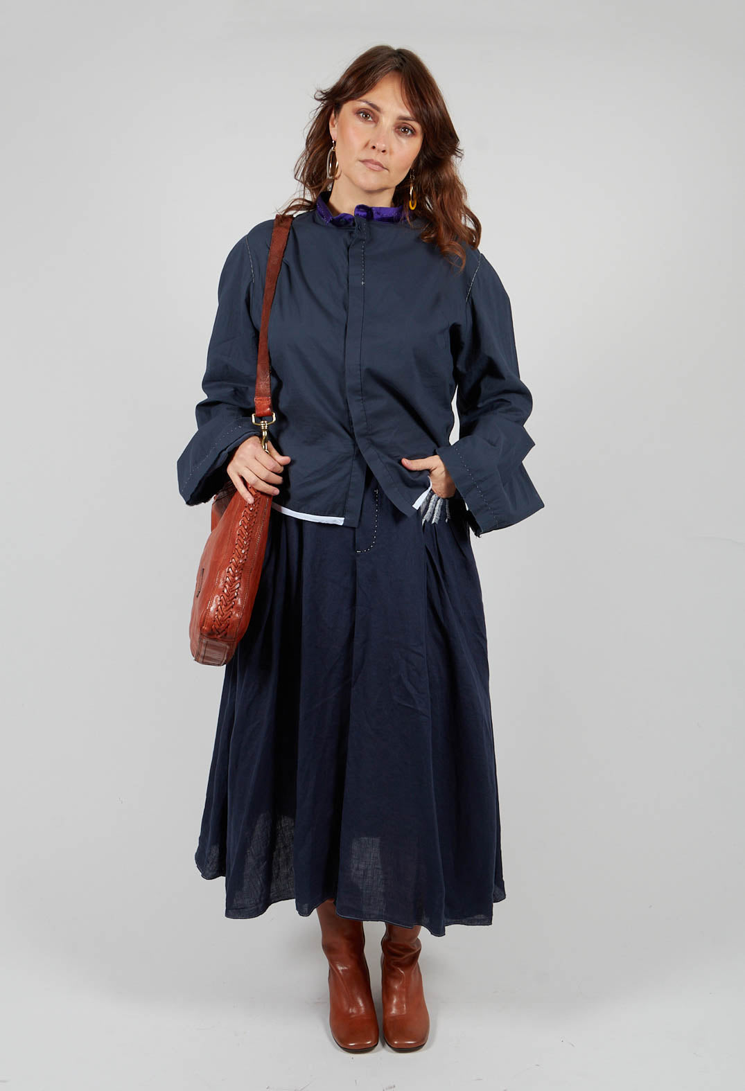 Linen Skirt in Navy