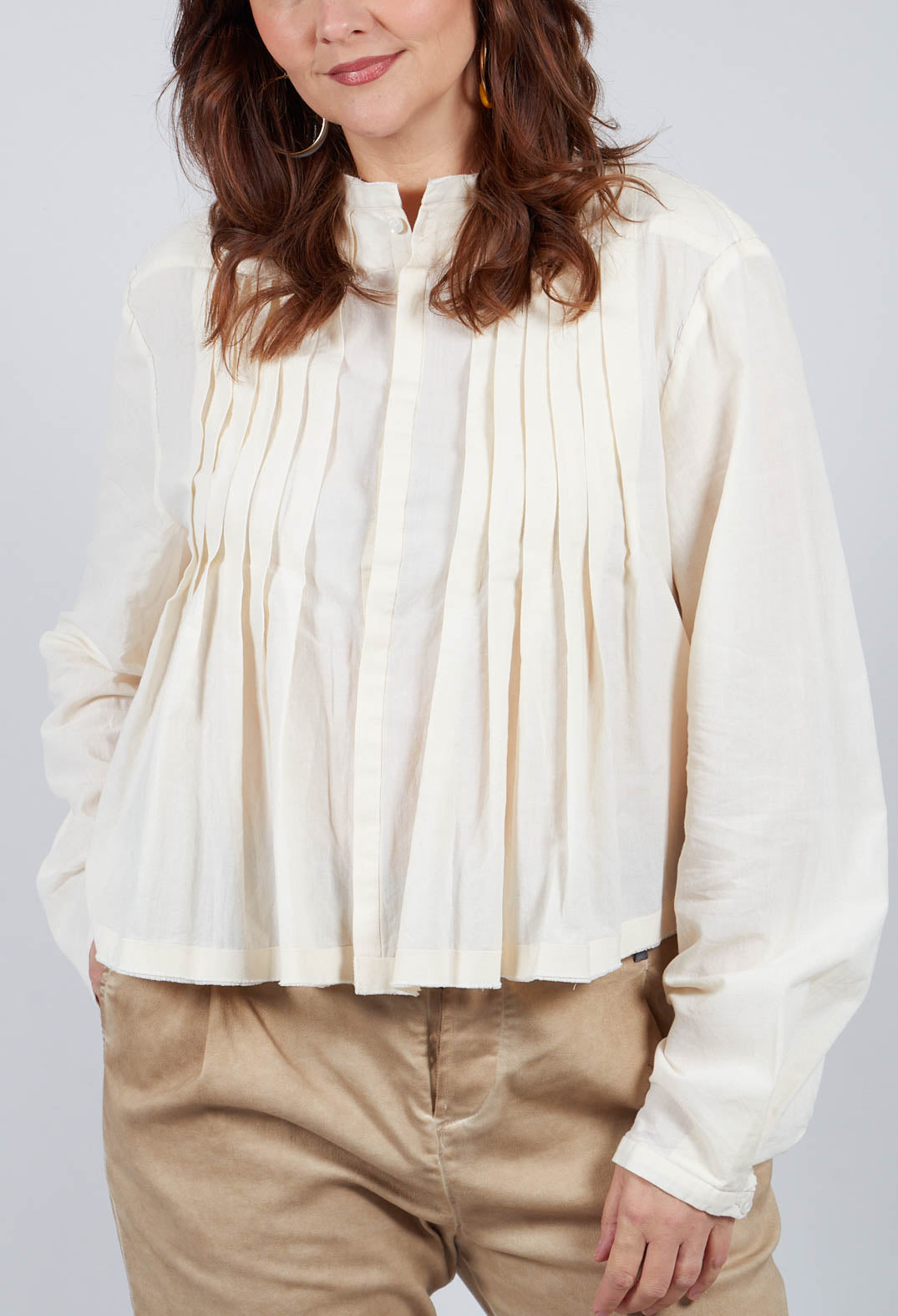 Pleat Shirt in Cream