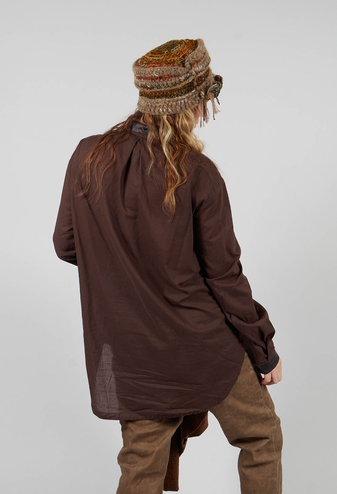 Longline Shirt in Dark Brown