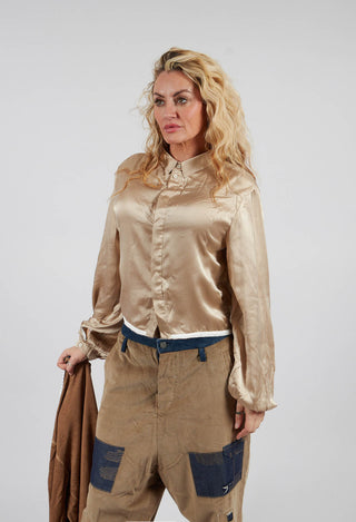 Contrasting Hem Shirt in Gold