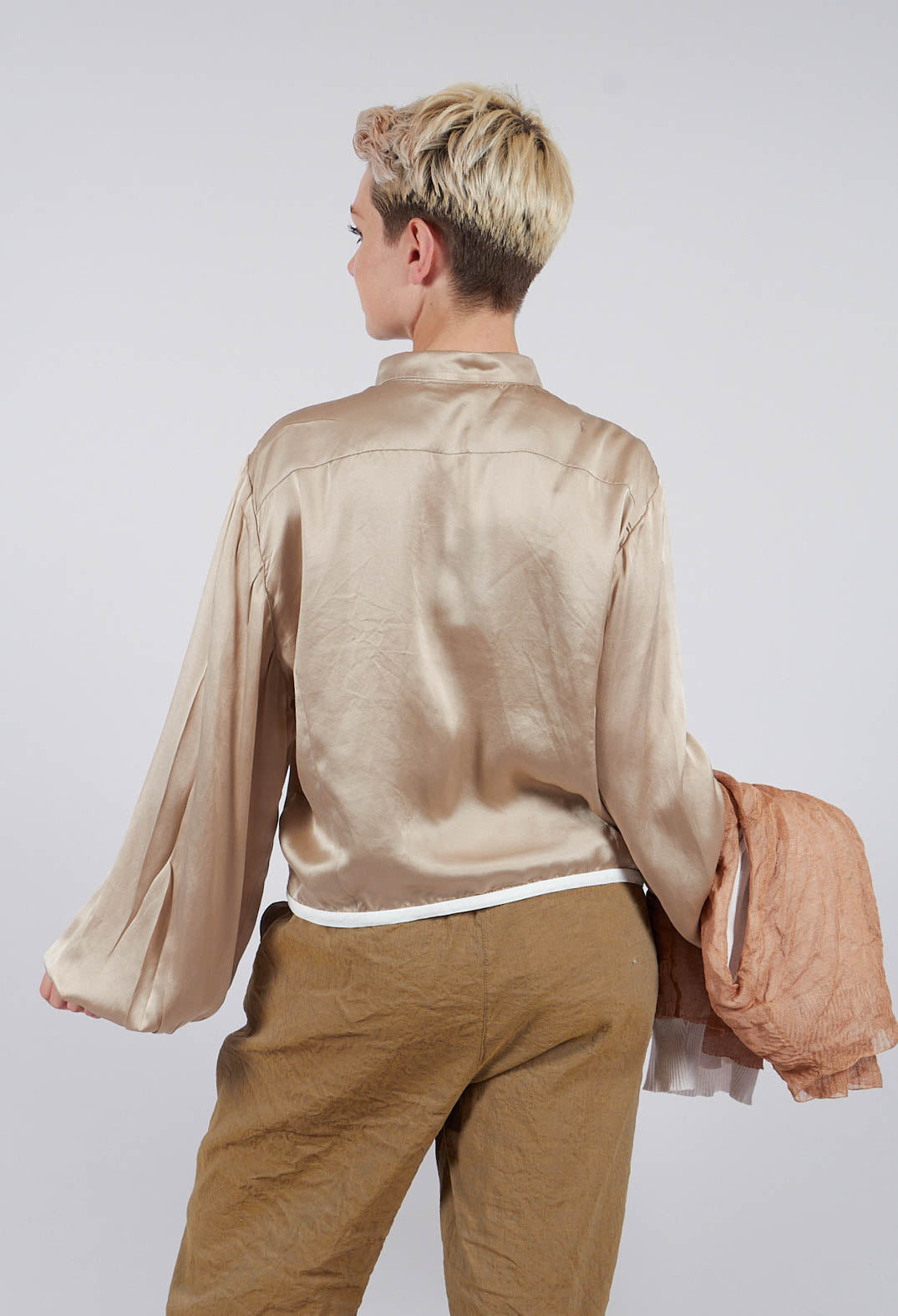 Contrasting Hem Shirt in Gold