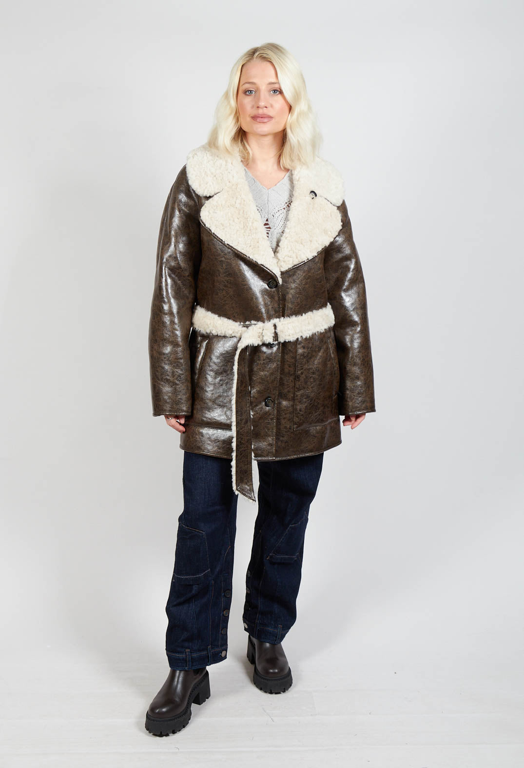 Urban Code Khaki Crackle Reversible Faux Fur/Suede Jacket – Olivia May