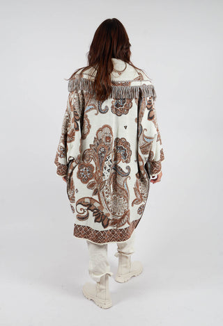 Dropped Shoulder Coat in Cream Pattern