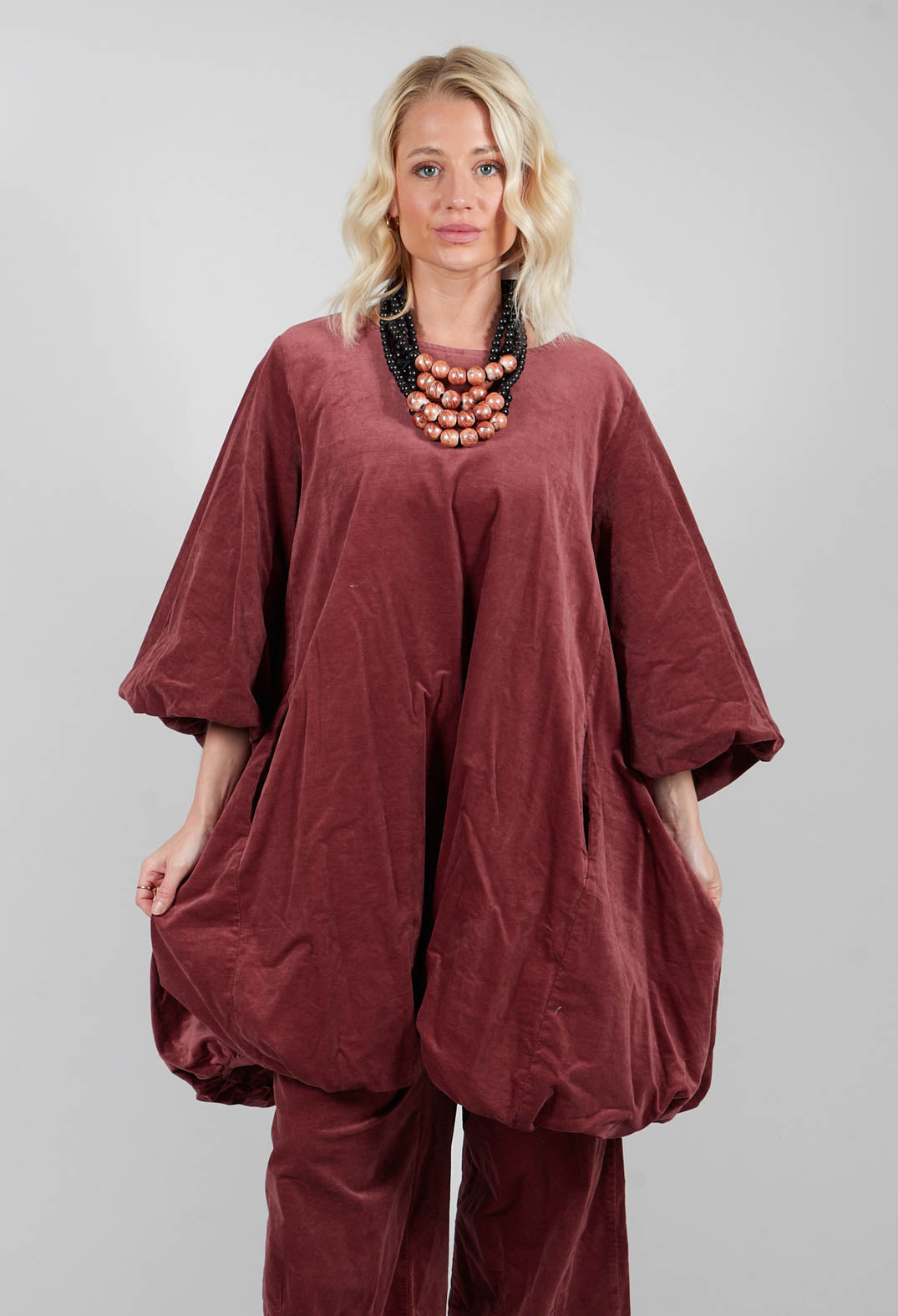 Balloon Sleeve Dress in Rust