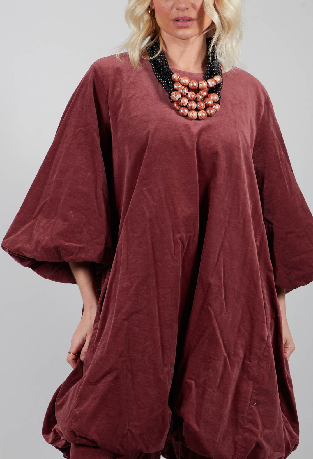 Balloon Sleeve Dress in Rust