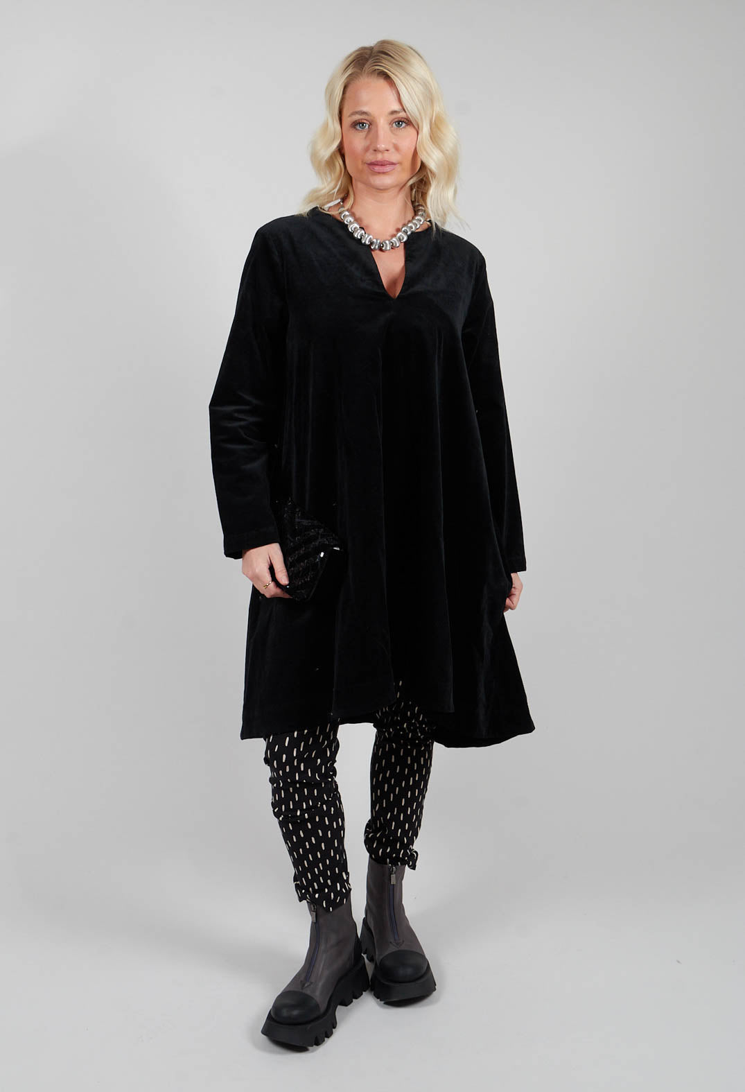 Slim Leg Trousers in Black Print