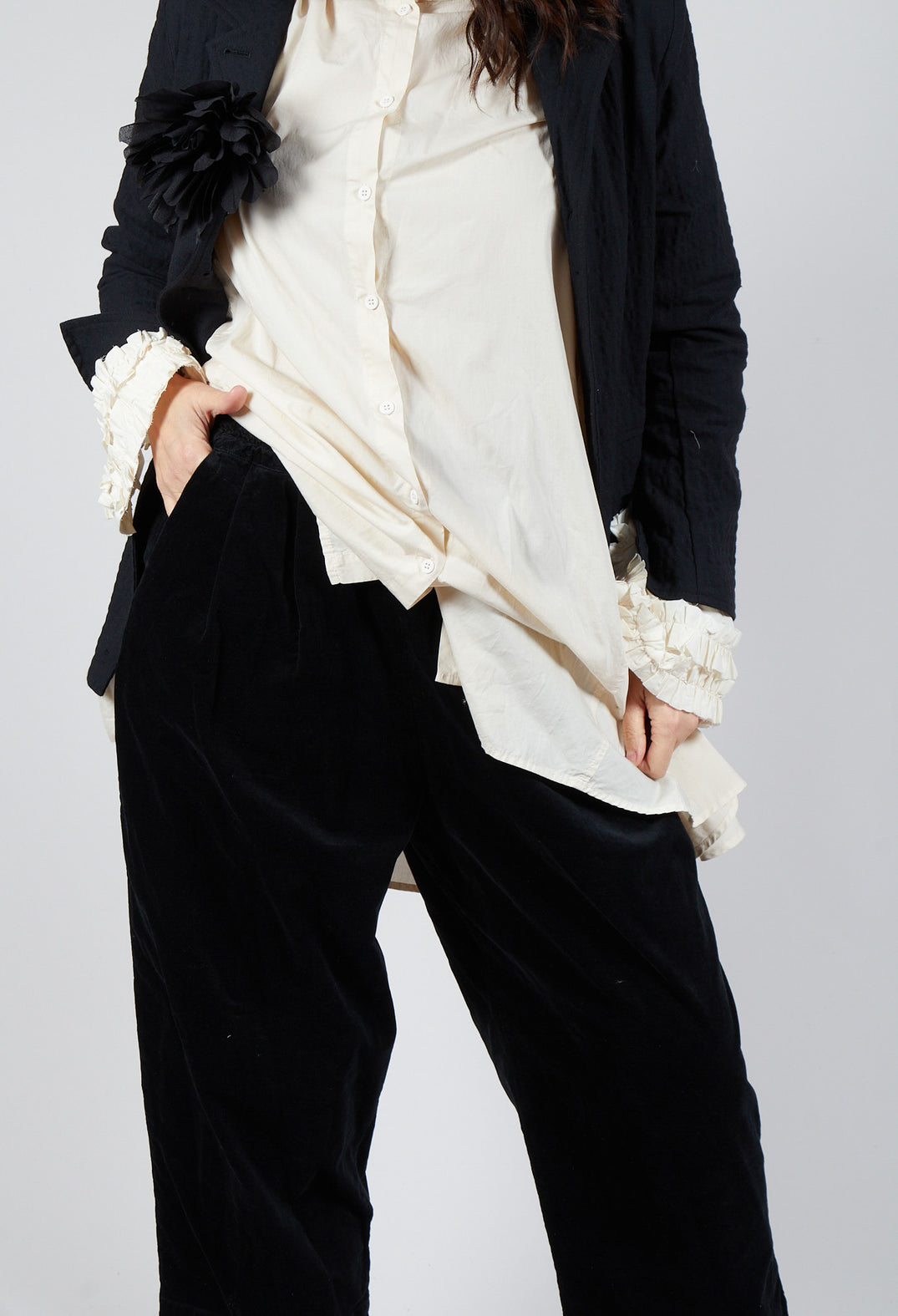 Balloon Leg Trousers in Black