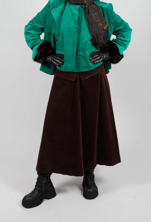 Velvet A-Line Skirt in Chocolate