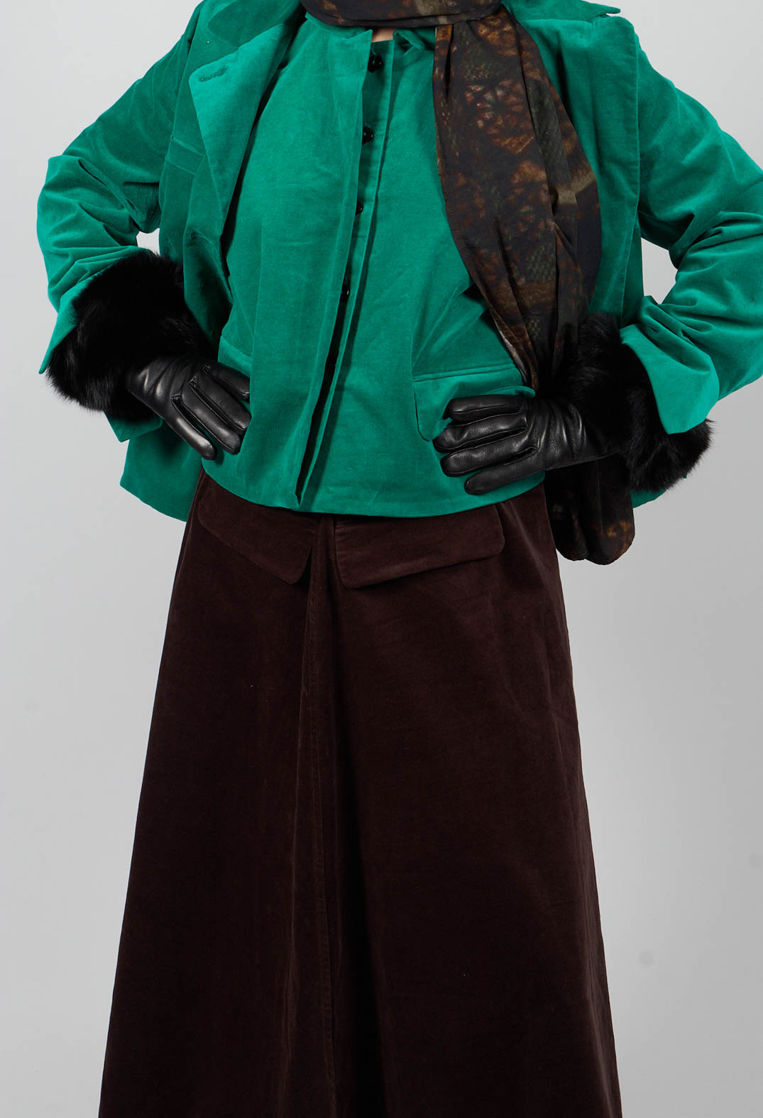 Velvet A-Line Skirt in Chocolate