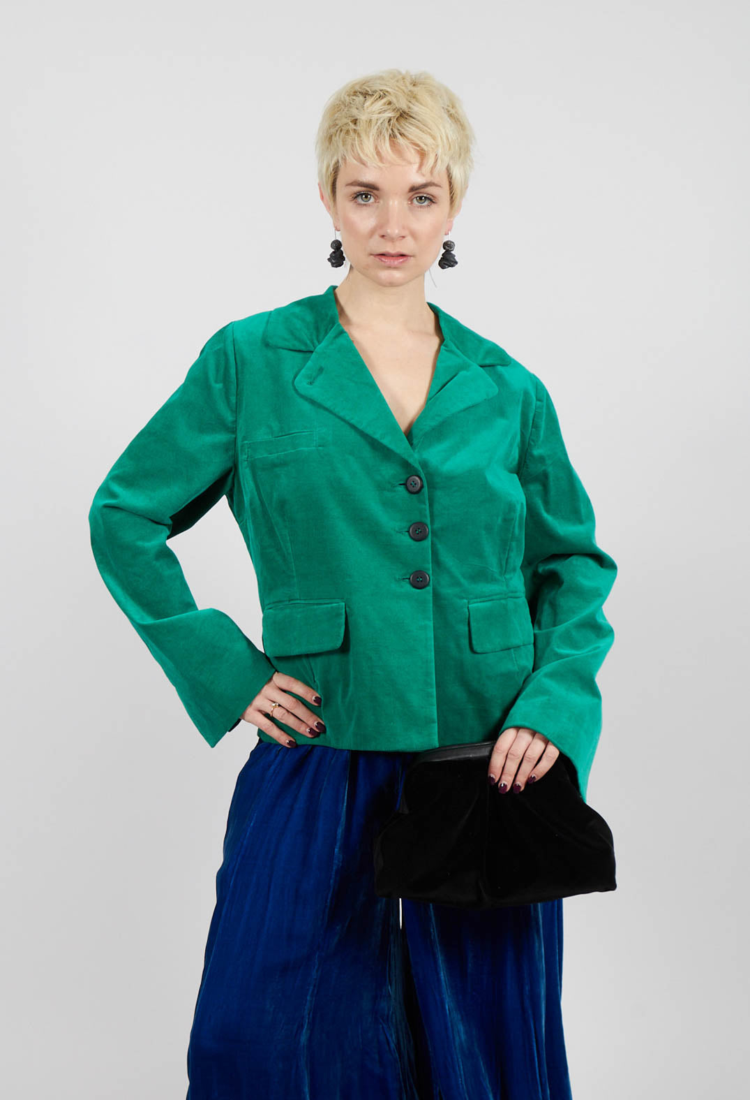 Velvet Blazer in Green