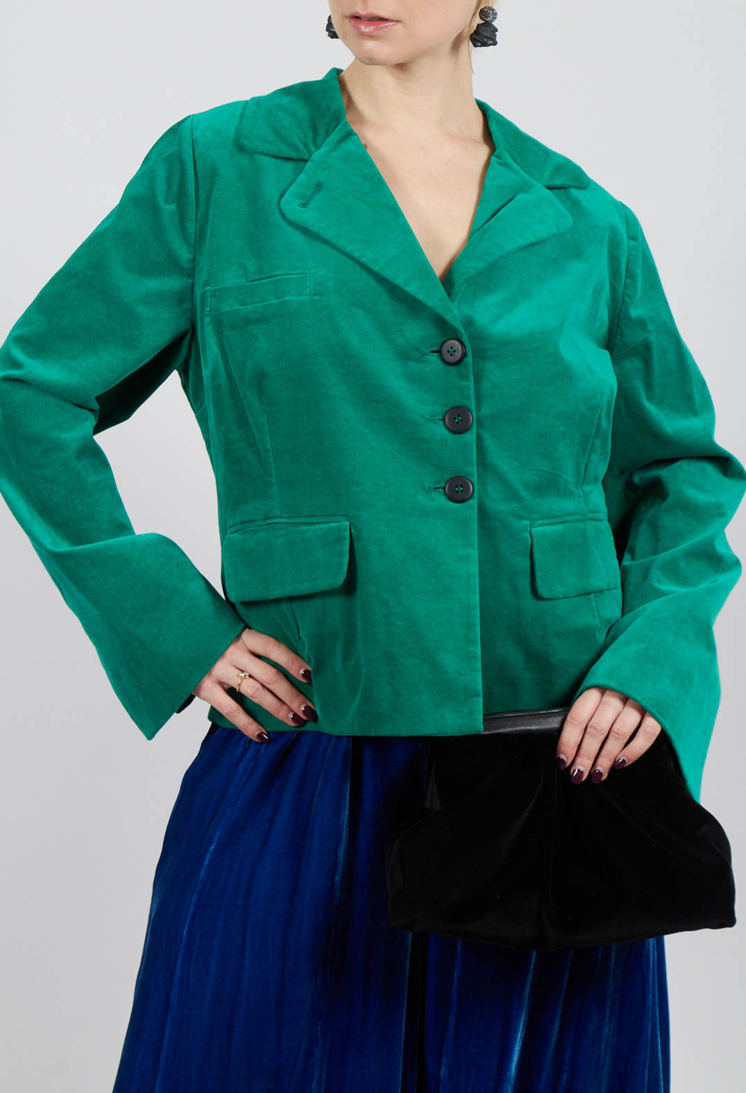 Velvet Blazer in Green