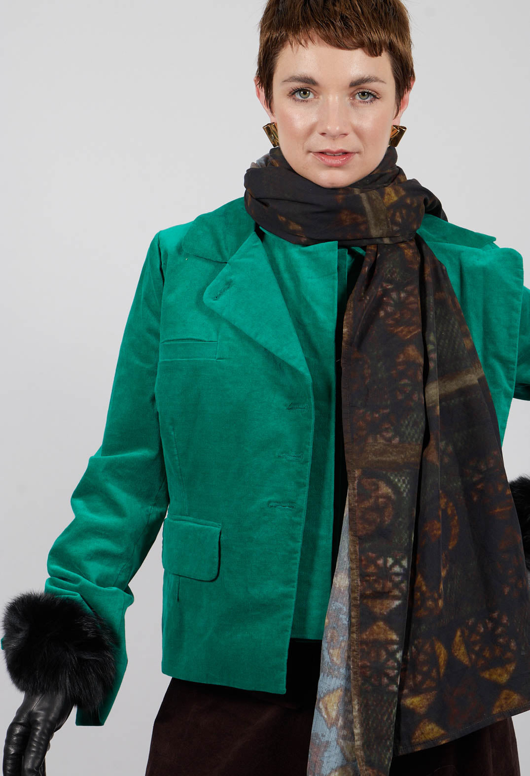 Velvet Blazer in Green