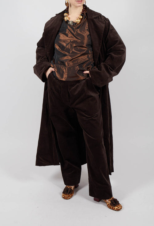 Velvet Straight Leg Trousers in Chocolate