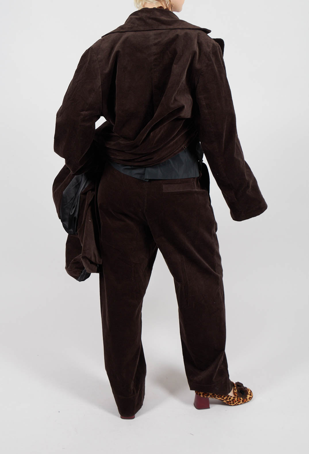 Velvet Straight Leg Trousers in Chocolate