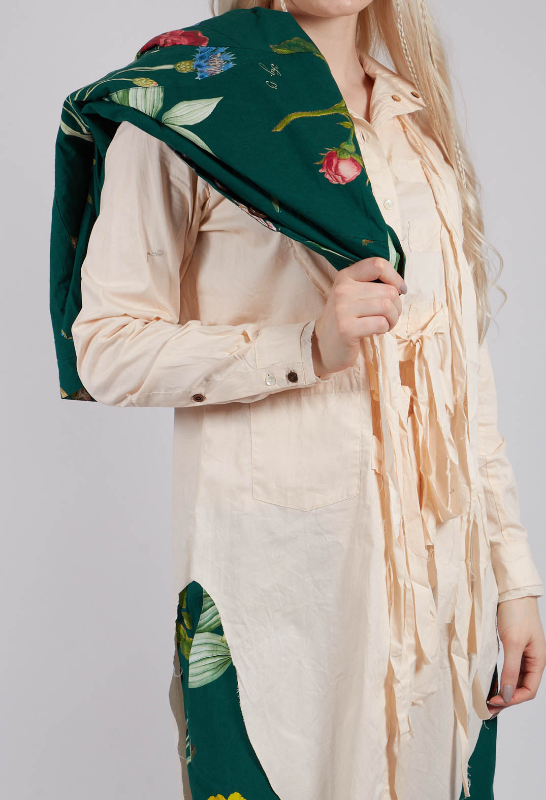 Cotton Shirt Dress in Powder