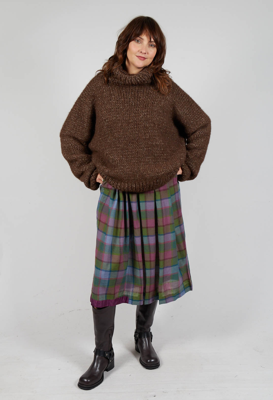 Wool Raven Dress in Multicolour Check