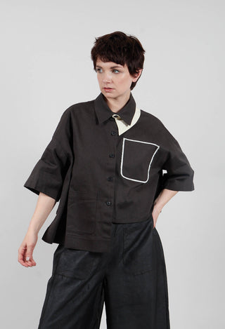 Asymmetrical Cropped Shirt in Charcoal
